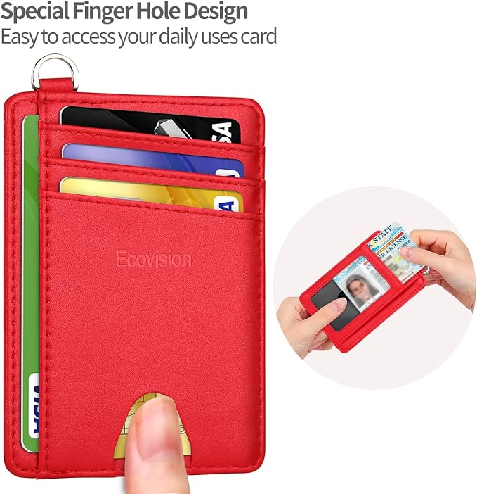 Slim Minimalist Front Pocket Wallet, RFID Blocking Credit Card Holder Wallet with Detachable D-Shackle for Men Women