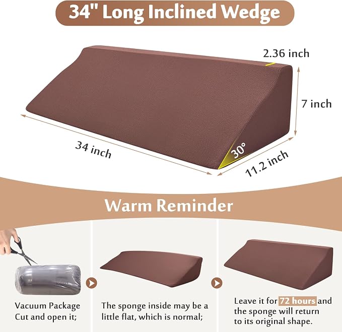 AOSSA Bed Rail Foam Wedge for Elderly Adults Safety Bed Rails Padding Railing Protector Seniors Assist Side Rails Bed Guard Hospital Medical Bumper Foam Cushion Covers Pads for Disabled 7 X 11 X 34''
