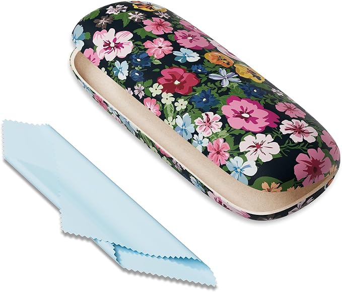 Eyeglasses Case, Portable Hard Shell Protective Case for Glasses, Eyeglass Holder Box for Women with Cleaning Cloth