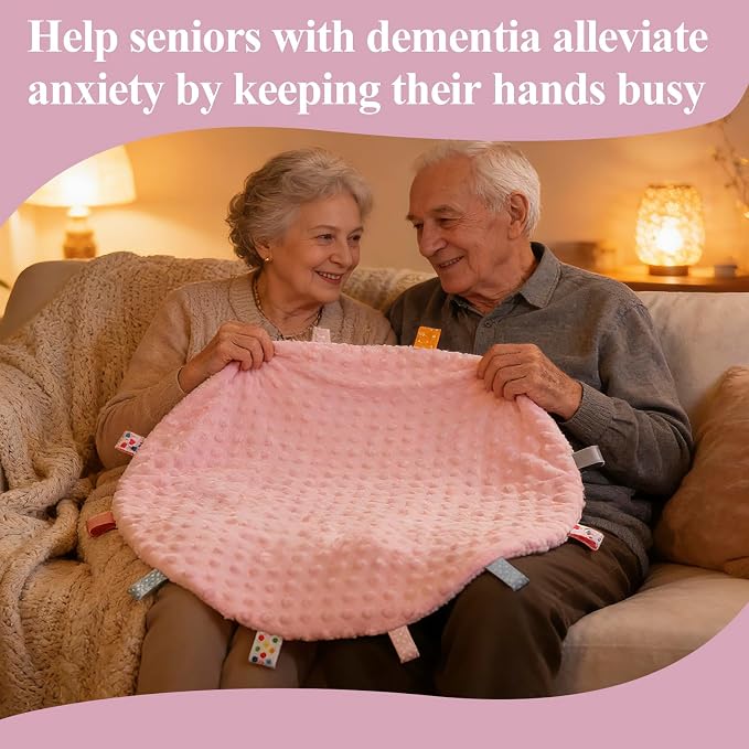 Fidget Blanket for Adults with Dementia, Sensory Mat for Alzheimers Patients, Dementia Activites for Senior (Pink, Round - Diameter 50cm / 19.69 inch)