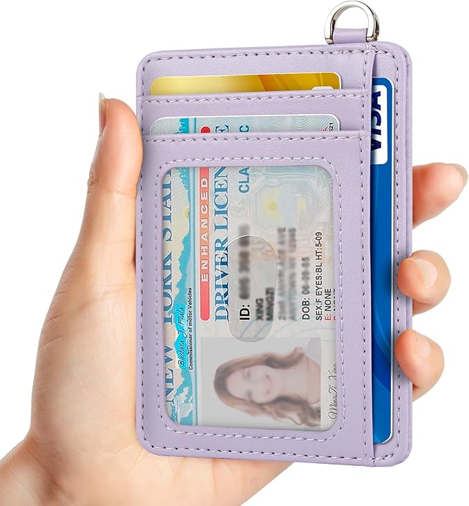 Slim Minimalist Front Pocket Wallet, RFID Blocking Credit Card Holder Wallet with Detachable D-Shackle for Men Women