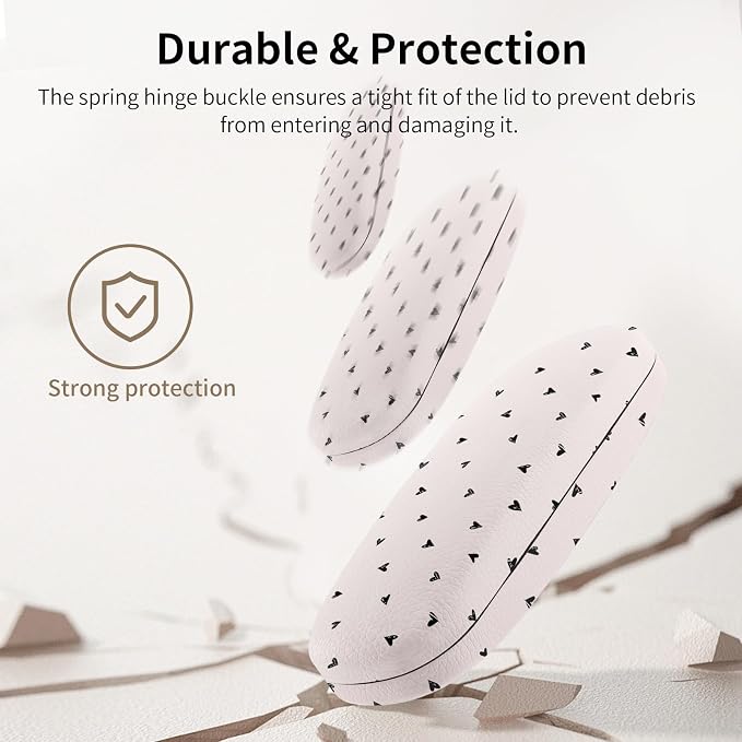 Glasses Case Hard Shell, Cute Sunglasses Case for Women Leather Protective Case for Eyeglass with Cleaning Cloth
