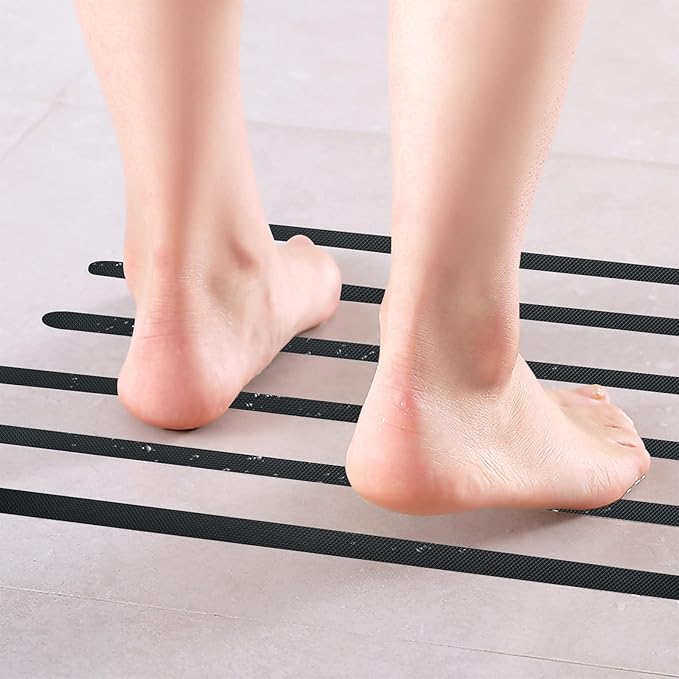 Supkiir Bathtub Non Slip Stickers, 24 PCS Anti Slip Adhesive Shower Treads with Scraper for Bath, Tub, Shower, Pool, Stairs, Ladders, Kitchen, 15’’(Black)