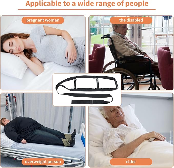 Munzong Bed Ladder Assist Black Pull Up - Sit Up Assist Device, Assistive Bedside Straps with Handle Strap, Portable Rope Beds Ladder Helper for Elderly Senior Injury Handicap Patient Pregnant