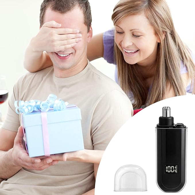 Yunmiss Portable LED Dsiplay Nose and Ear Trimmer Clipper for Men Women,2026 Professional Nose Hair Trimmer with Powerful Motor and Dual-Edge Blades for Smoother Cutting Mini Travel Size (Black)