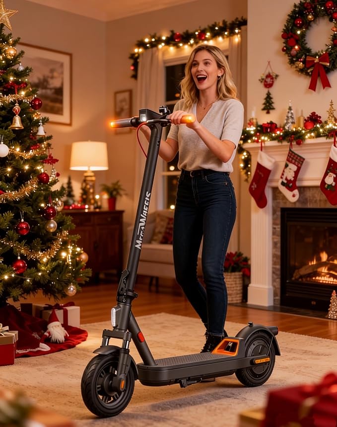 Electric Scooter for Adults with Suspension, 10in Pneumatic Tires, 19 Miles, 10.2AH 220.3Wh, 350W Motor, 15MPH Max Speed, Turn Lights, Foldable Adult Electric Scooter