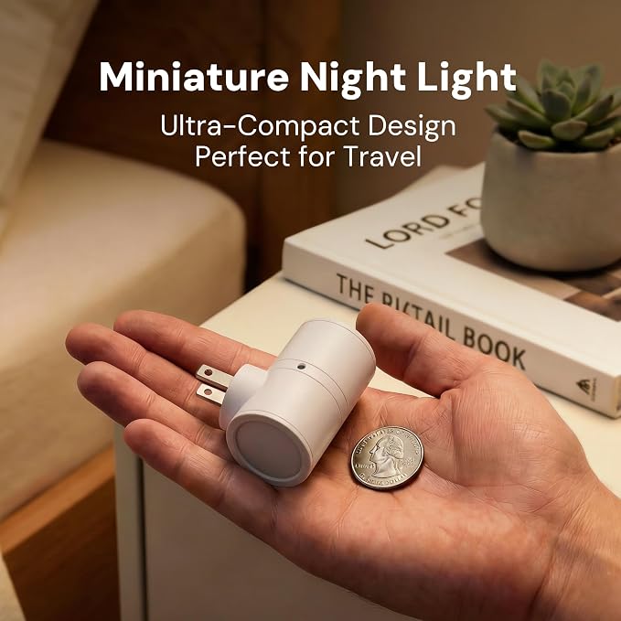 L LOHAS LED Night Light, Night Lights Plug into Wall, Dimmable Nightlights | 50/100LM,Soft White 3000K,Light Sensor, Mini Rotating Nightlight Plug in, Adults Hallway Bedroom Bathroom[White Shade,2 Pack]