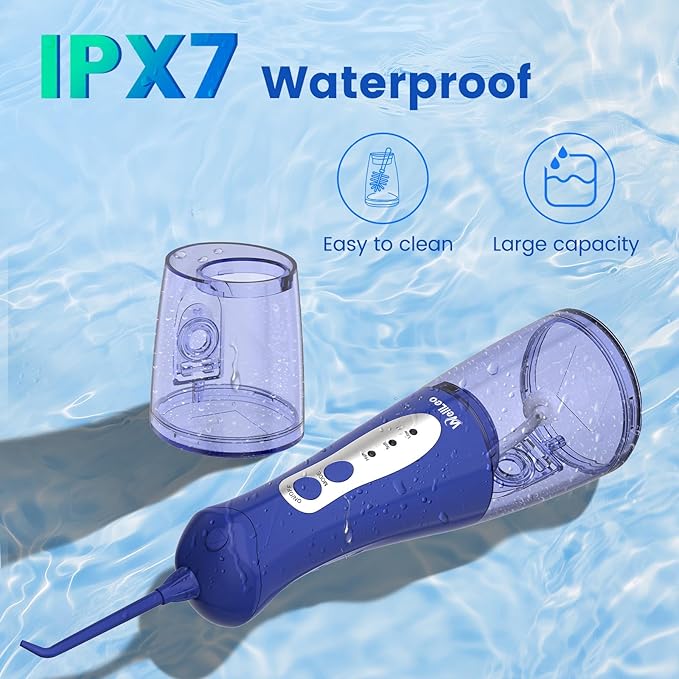 Water Flossers for Teeth, Portable Oral Irrigator Rechargeable Water Dental Flosser Pick with High Pressure 5 Jet Tips, IPX7 Travel Water Flossing for Brace Teeth Cleaner Gum Care