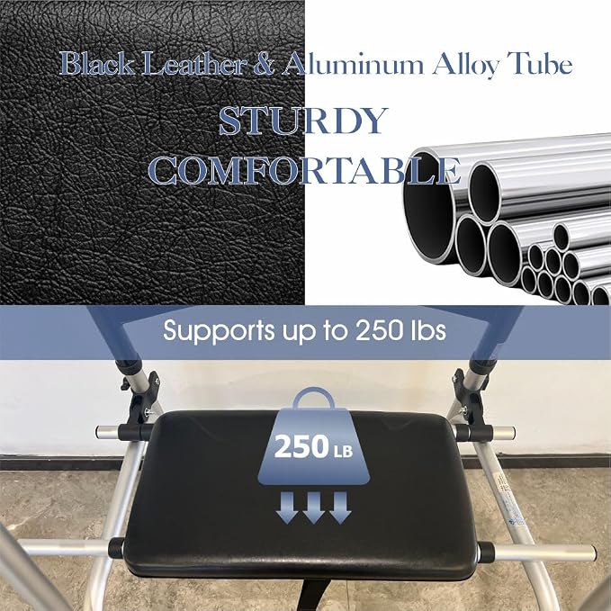 Universal Walker Rest Seat for Attachable Seat Folding Walker, Maximum Weight Capacity of 250 Pounds, Adjustable Range:20"~24"(Black)