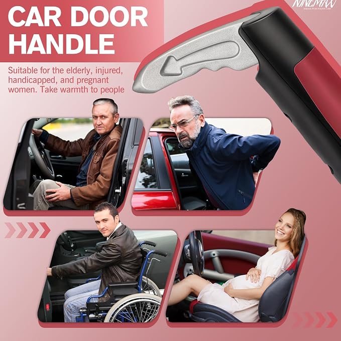 NINEMAX Car Door Handle for Elderly, Car Handle Assist & Cane | Portable Vehicle Entry Assist, Provides Stable Grip for Seniors, Lightweight Car Cane Design, Fits Most Vehicles