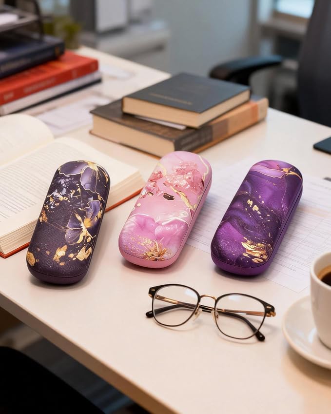 3pack eyeglass case hard shell，glasses case hard shell，eye glass cases womens hard shell，reading glasses case