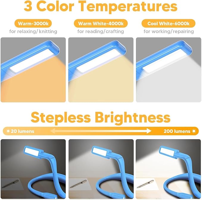 Neck Book Light for Reading at Night, Back to School Supplies Dorm Bed Lamp for College Students Teen Girls Boys Stocking Stuffers Christmas Birthday Gifts for Book Lovers Reading Accessories