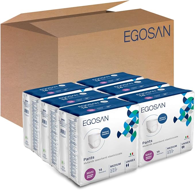 Egosan Maxi Incontinence Underwear Pull Ups Lightweight Breathable Disposable with Newly Designed Acquisition Layer, Stretchable Form-Fitting with Max Absorbency, Unisex (Medium 84 Count)