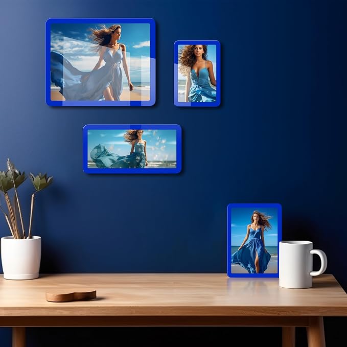 Bluesun 4x6 Picture Frame Blue,Vertical & Horizontal Wall & Tabletop | 4×6 Blue Photo Frame with Tempered Glass & Rounded Corners, 6x4 Frames for Home, Living Room Bedroom Hallway Office