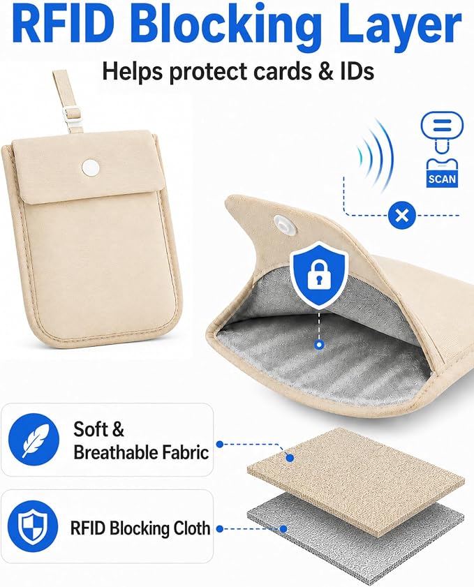 RFID-Blocking Travel Bra Wallet, Hidden Money Pouch with Elastic Strap | Ideal Secret Pocket to Protect Your Passport, Credit Cards, Cash and Valuables Under-Clothes, Nude, Bamneat