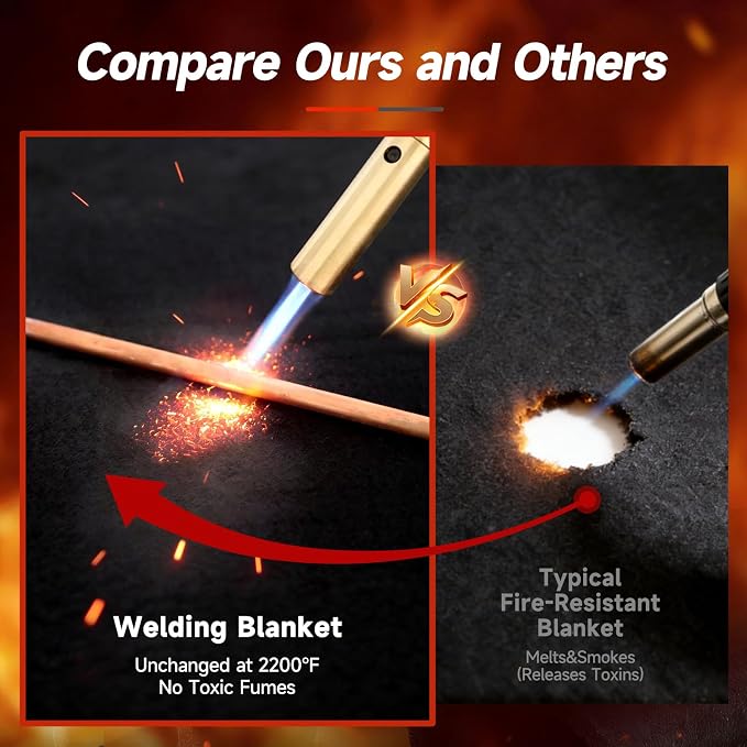Carbon Felt Welding Blanket 4x6ft, 1800°F Fireproof Heat Resistant Fabric, Fire Blanket & Heat Shield Mat for Grilling, Soldering, Brazing