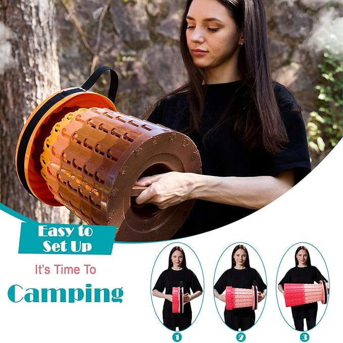 Collapsible Stool with Cushion,1000 lbs Capacity,19.7-in Adjustable Height | Wider & Taller Heavy Duty Portable Telescoping Folding Seat Chair for Adults Camping,Fishing,Travel,Queue Wait,Stadium View