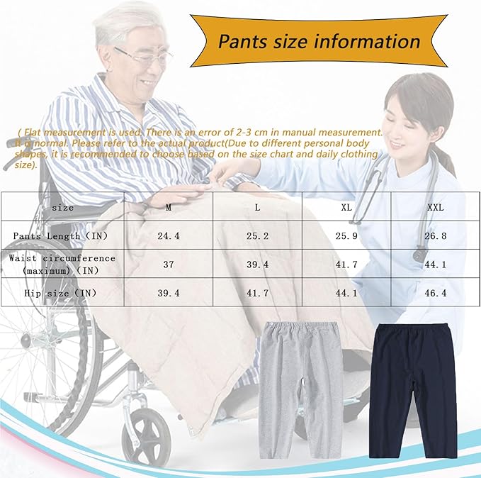 TPU Incontinence Care Trousers, Washable Elastic Adjustable Patient Diaper Pants, Ideal for Bedridden Patients, Elderly, Mobility Impaired, Women on Periods (1 Count, Gray, M)