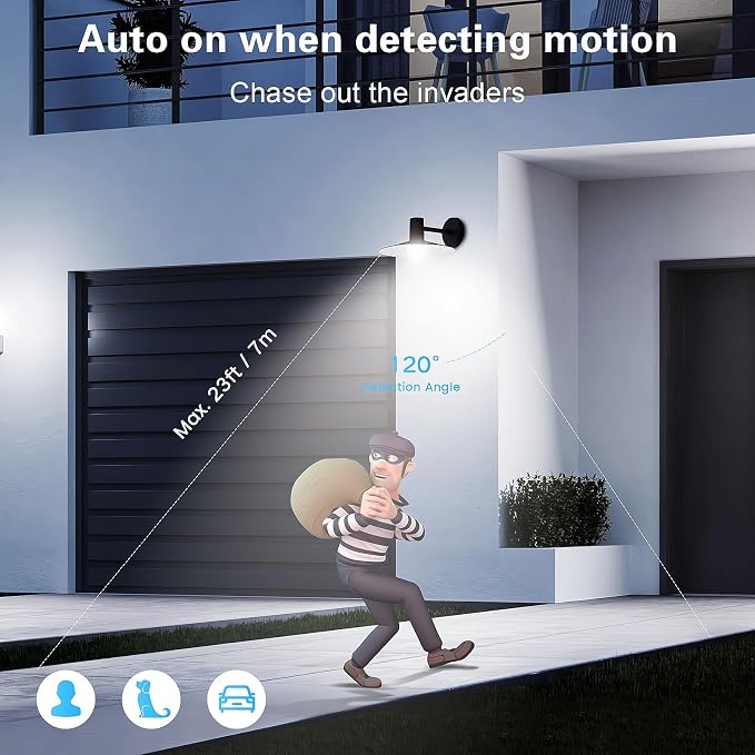 Motion Sensor Light Bulbs, E26 Dusk to Dawn Activated Security | Auto On/Off, Energy-Efficient, for Indoor Outdoor Lighting, Front Door Garage Basement Storage Closet, 120V, 5000K 4Pack