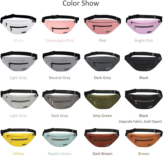 Crossbody Bags for Women Men Travel Essentials Fanny Pack Belt Bag | 4-Zipper Pockets,Key Chain,Polyester,Fit All Phones,Perfect Gifts Enjoy Festival Sports Yoga Traveling Workout Running Casual