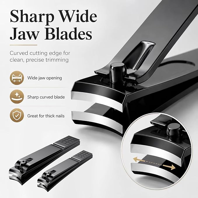 Aogeili Nail Clippers Set, Toenail Clippers & Fingernail Clipper Cutters, Ultra Sharp Stainless Steel Tools, Wide Jaw for Thick Nails, Heavy Duty Manicure Kit for Men Women Seniors