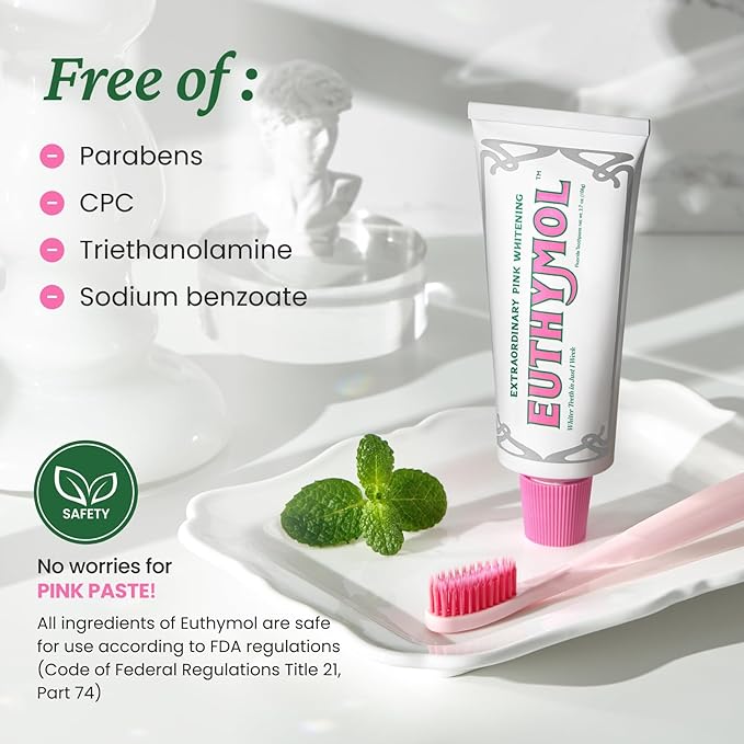 EUTHYMOL Whitening Toothpaste (3.7fl oz*3, Pack of 3) - Stain Removal in 2 Weeks, Long-Lasting Freshness for Sensitive Gum & Teeth. Bad Breath, Cavity Prevention. Recyclable Aluminum Tube