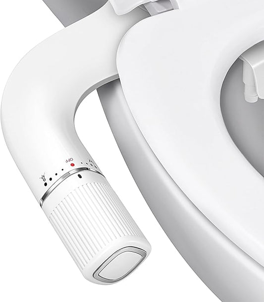 BIGCOW Ultra-Slim Bidet Attachment for Toilet - Dual Nozzle (Frontal & Rear Wash) with Adjustable Cold Water Pressure and Stainless Steel Inlet - Hygienic Solution for Fresh Cleanliness, Silver 1 Pcs