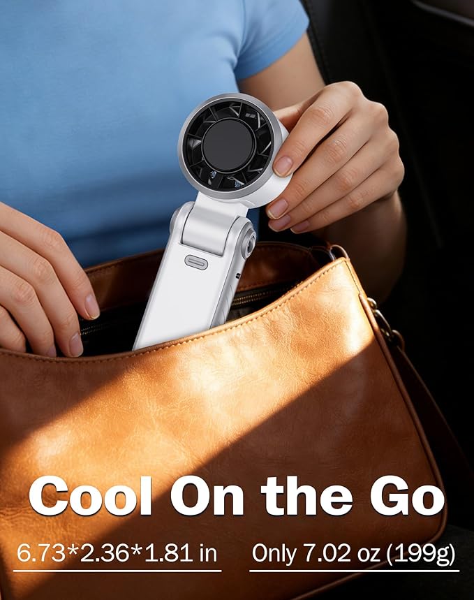 Portable High-Speed Handheld Fan with LED Display, [Smart Power & Wind Control], 4000mAh Rechargeable Mini Personal Fan, 5 Speeds, Quiet USB Travel Fan for Outdoor, Commuting