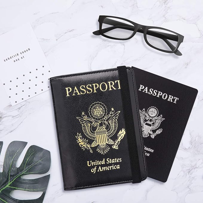 WALNEW Passport Holder for Travel, RFID Passport Cover Wallet for Women Men, PU Leather Passport Book Card Holder Case with Pen, Travelling Essentials for Flying | PU Leather Passport Cover Case with Pen Holder, Travel Must Haves Accessories, Passport ...