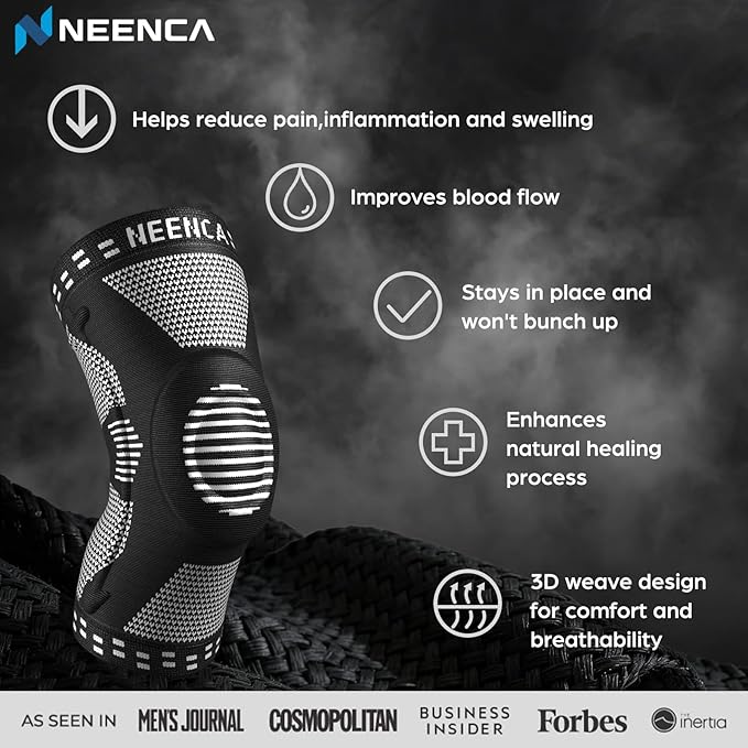 NEENCA Professional Knee Brace for Pain Relief, Medical Knee Support with Patella Pad & Side Stabilizers, Compression Knee Sleeve for Meniscus Tear, ACL, Joint Pain, Runner, Workout (Black, XX-Large)