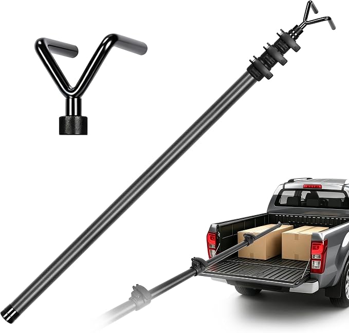 8.5FT Carbon Fiber Extendable Pickup Truck Bed Reach Tool | 100% carbon fiber telescopic pole, 40% lighter to reduce muscle fatigue, anti-corrosion, fits all pickup sizes & all SUVs