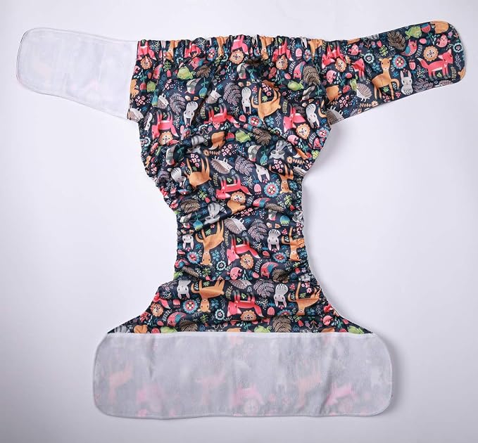 Large Teen Adult Cloth Diaper Nappy Reusable Washable for Disability with Hook and Loop (Animal (Large 26in to 50in))