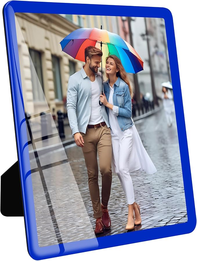 Bluesun 8x10 Picture Frame Blue, Vertical & Horizontal Wall & Tabletop | 8×10 Blue Photo Frame with Tempered Glass & Rounded Corners,Hanging for Family & Friends, Living Room Bedroom Hallway Office