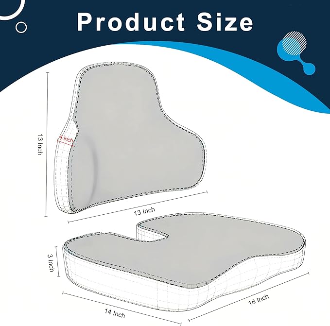 Cushion and Lumbar Support Pillow, Relief Pressure Seat Cusion for Office Chairs & Car Seat, Ergonomic Design Cusion for Tailbone Pain Relief, Sciatica & Back Support (Black, Lumbar&Cusion)