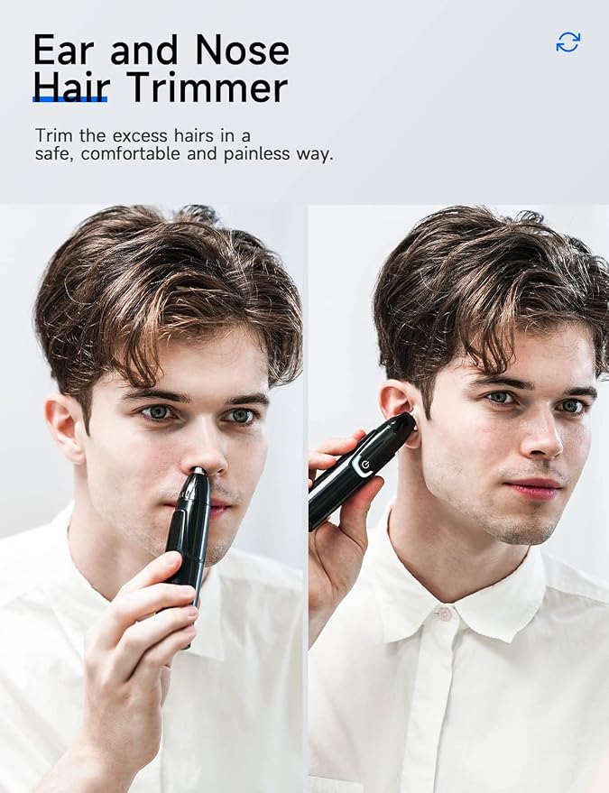 ZORAMI Rechargeable Ear and Nose Hair Trimmer - 2026 Professional Painless Eyebrow & Facial Hair Trimmer for Men Women, Powerful Motor and Dual-Edge Blades for Smoother Cutting Black