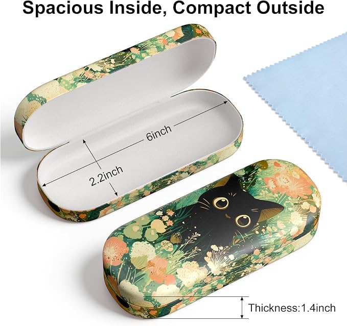 Hard Shell Leather Sunglasses Case,Classic Fashionable Cute Large Glasses Case for Women Men,Sunglass Eyeglasses