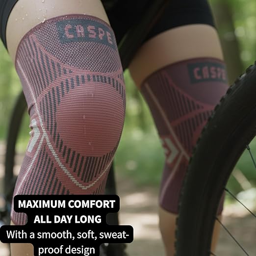 Caspe 2 Pack Knee Compression Sleeve – Knee Brace for Women & Men, Support for Running, Gym, Sports, Mild Arthritis, Pain Relief, Training, Daily Use, Workout (Pink, Large)