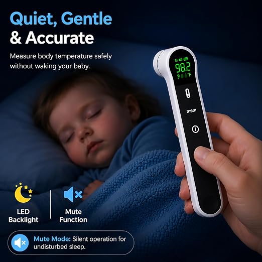 Dr. Aid No-Touch Ear & Forehead Thermometer, Infrared Digital,4 Color-Coded | No-Touch Infrared Sensor, Color-Coded Fever Indicator, Fast Reading