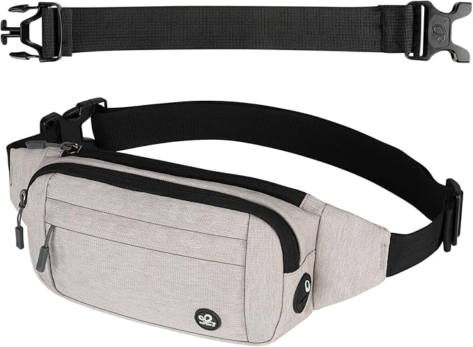 WATERFLY Small Fanny Pack Crossbody Lightweight Waist Bag for Woman Man | Adjustable extender strap, Slim compact, Water-resistant durable material, Breathable back pad, Multi-scene for travel, daily