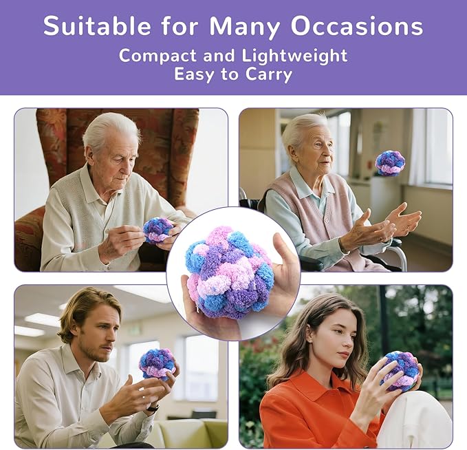 Sensory Ball for Anxiety Relief and Alzheimer's Dementia - Squeezeable Fidget Ball for Alzheimer's Dementia, Autism, ADHD, Bouncy Ball for Skin Pickers and Special Needs (Blueberry)