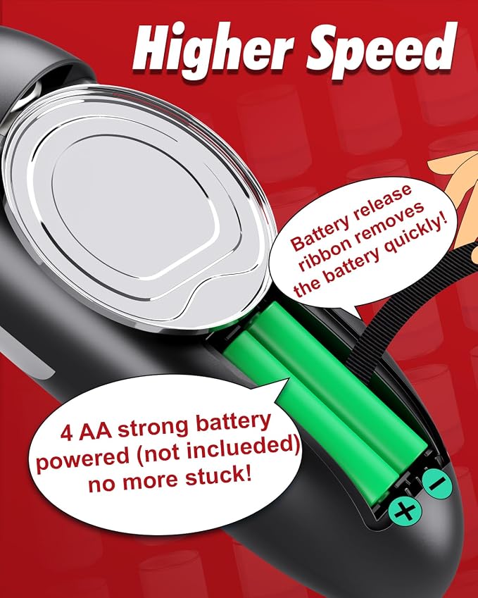 Electric Can Opener, One Touch Battery Operated Automatic Can Opener with Smooth Edge, Hands Free Can Openers for Seniors with Arthritis and Weak Hands, Kitchen Gadget Fits Most Standard Cans