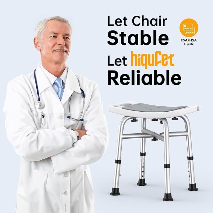 500 lbs Shower Chair for Inside Shower, Heavy Duty Adjustable Shower Stool with Suction Cups, Extra Wide Bath Bench for Adults, Elderly, Quick Assembly Shower Seat for Tub