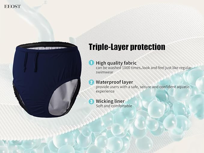 Adult Reusable Swim Diapers Special Needs Swimwear for Incontinence | Adult reusable swim diaper with waterproof leakproof cover for incontinence and pool use