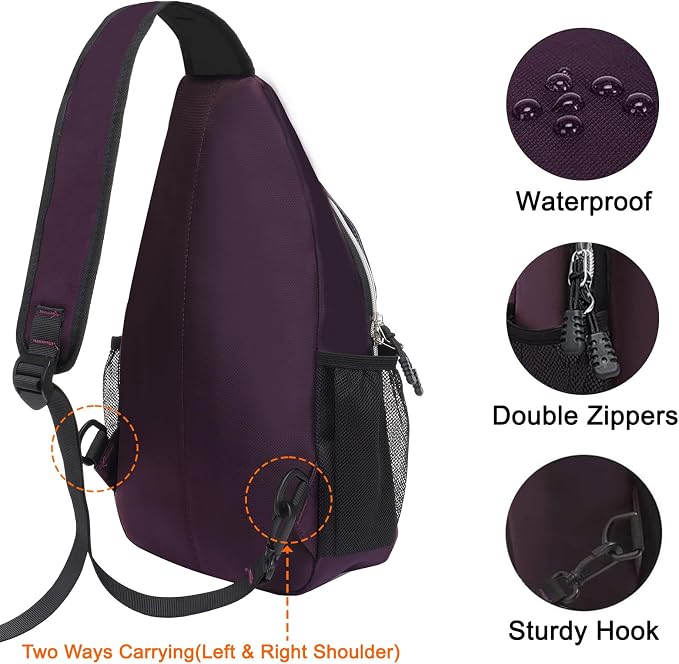MOSISO Small Sling Bag for Men, Crossbody Shoulder Chest Daypack Bag | Sling Backpack for Casual Travel Hiking