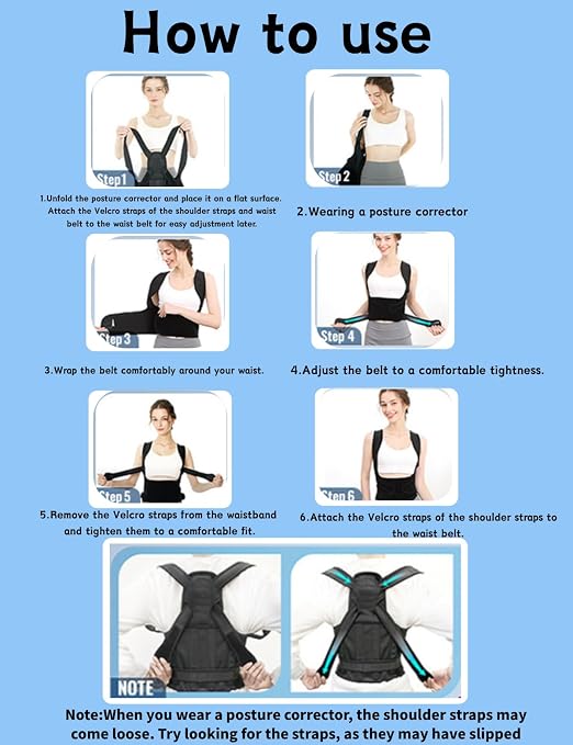 Back Brace Posture Corrector for Men & Women, Upgraded Full Back Support with Adjustable Shoulder Straightener and Waist Support Straps, Breathable Back Brace for Office Work, Long Sitting, Comfortable Posture Support for Upper & Lower Back (Medium)