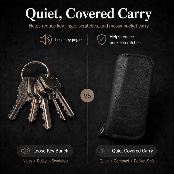 Key Organizer Compact Key Holder Leather Keychain Minimalist key case key holder for keychain Secures 2-8 Keys