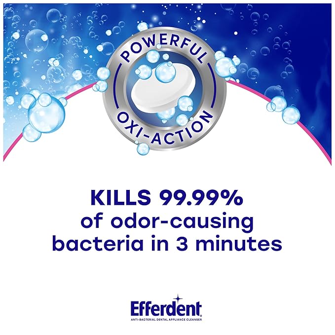 Efferdent Retainer Cleaning Tablets, Denture Cleanser Tablets for Dental Appliances, Complete Clean, 102 Tablets