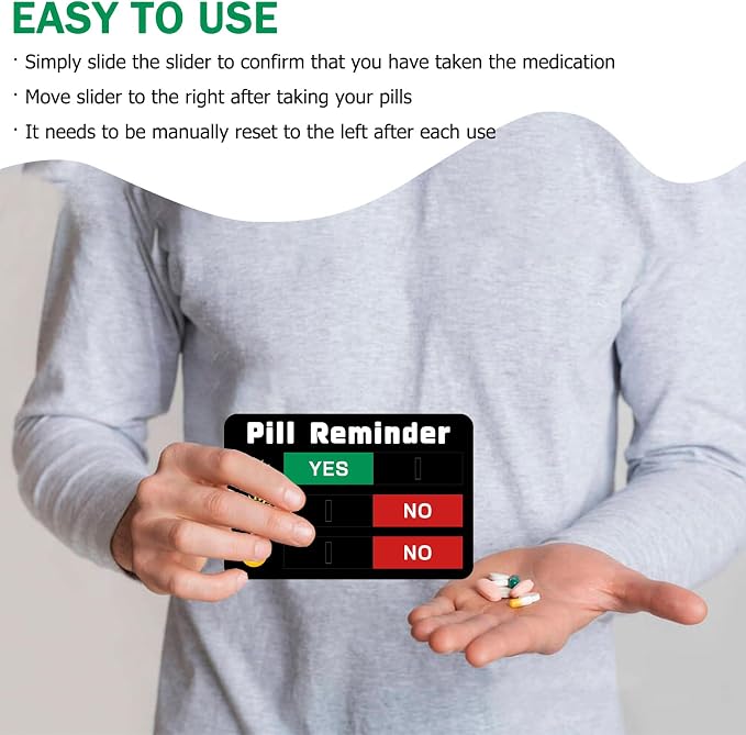 Pill Reminder, Pill Tracker AM NOON PM, Acrylic Reminder Slider for Fridge, Pill Reminder Magnet, Magnetic and Adhesive Sticker Option-5.9x3.9 inches
