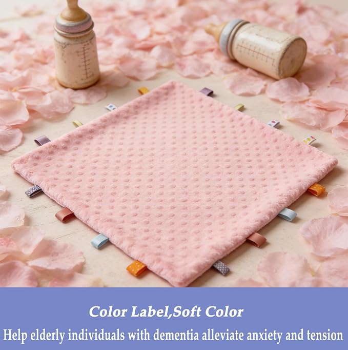Fidget Blanket for Adults with Dementia, Sensory Mat for Alzheimers Patients, Dementia Activites for Senior (Pink)