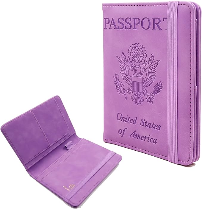 Melsbrinna Premium Leather Passport Holder Covers Case, Waterproof Rfid Blocking Travel Wallet Passport Holder with Pen Holder, Cute Passport Book for Women/Men